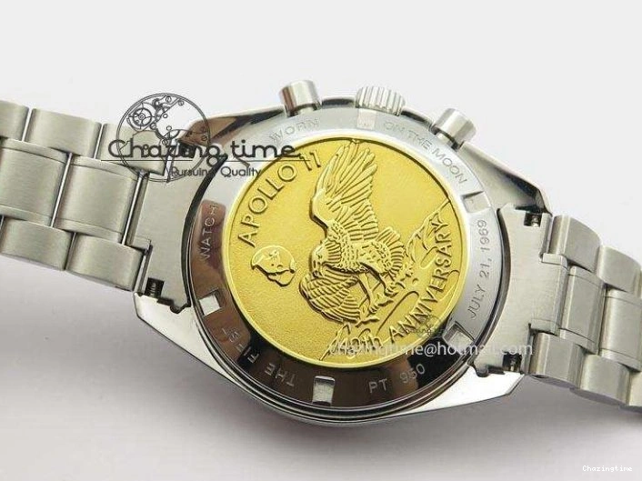 0524 Effortless Speedmaster Apollo 11 On SS Bracelet Manual Winding Chrono Movement 8225